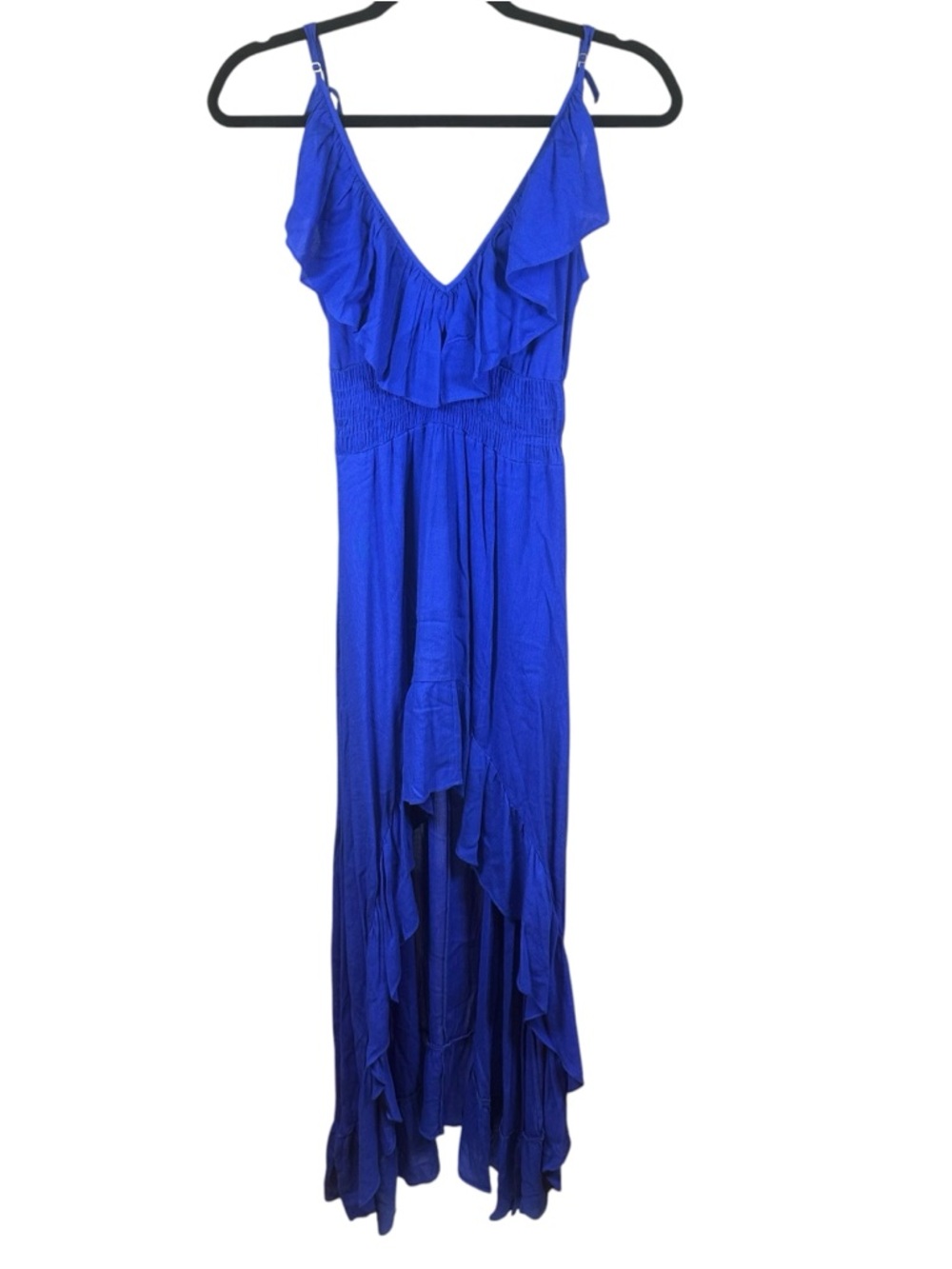 MISA Los Angeles High Low Maxi Dress Royal Blue Flowy Boho Romantic Resort XS